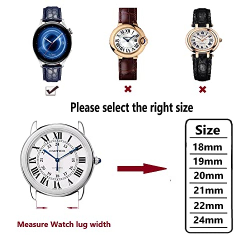 모란 퀵 릴리스 악어 가죽 시계 밴드 배치 버터플라이 버클 18mm 19mm 20mm 22mm 24mm 남성 여성용 교체 정품 악어 가죽 루프 SmartWatch 스트랩