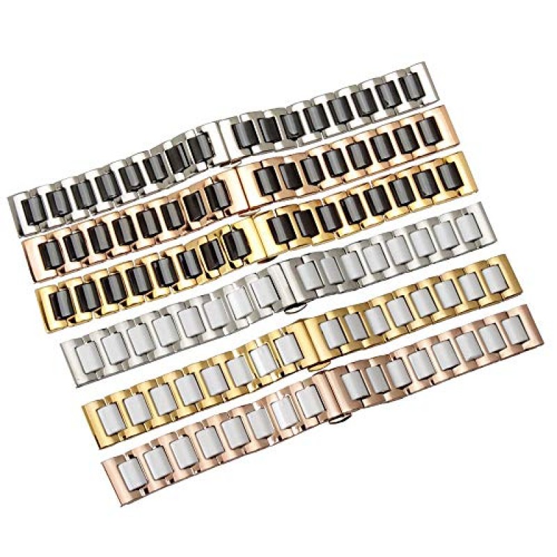Kai Tian 스테인레스 스틸 세라믹 시계 밴드 링크 18mm/20mm/22mm 시계 손목 밴드 나비 버클과 망 시계 팔찌