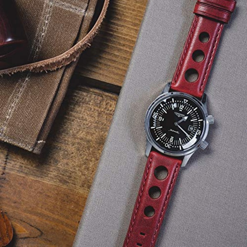 퀵 릴리스 스프링 바가 통합된 Barton Racing & Rally Horween 가죽 스트랩 - 손목에 맞는 표준 길이 5