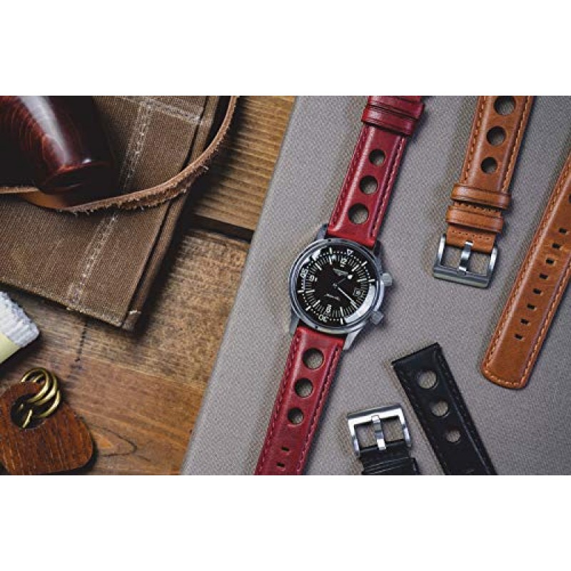 퀵 릴리스 스프링 바가 통합된 Barton Racing & Rally Horween 가죽 스트랩 - 손목에 맞는 표준 길이 5