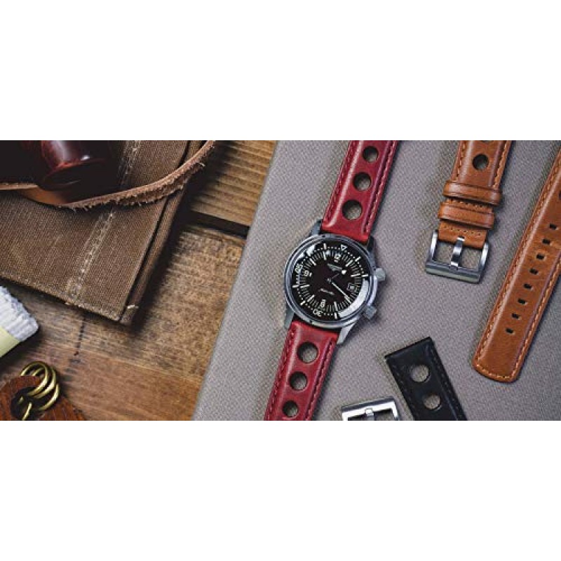 퀵 릴리스 스프링 바가 통합된 Barton Racing & Rally Horween 가죽 스트랩 - 손목에 맞는 표준 길이 5
