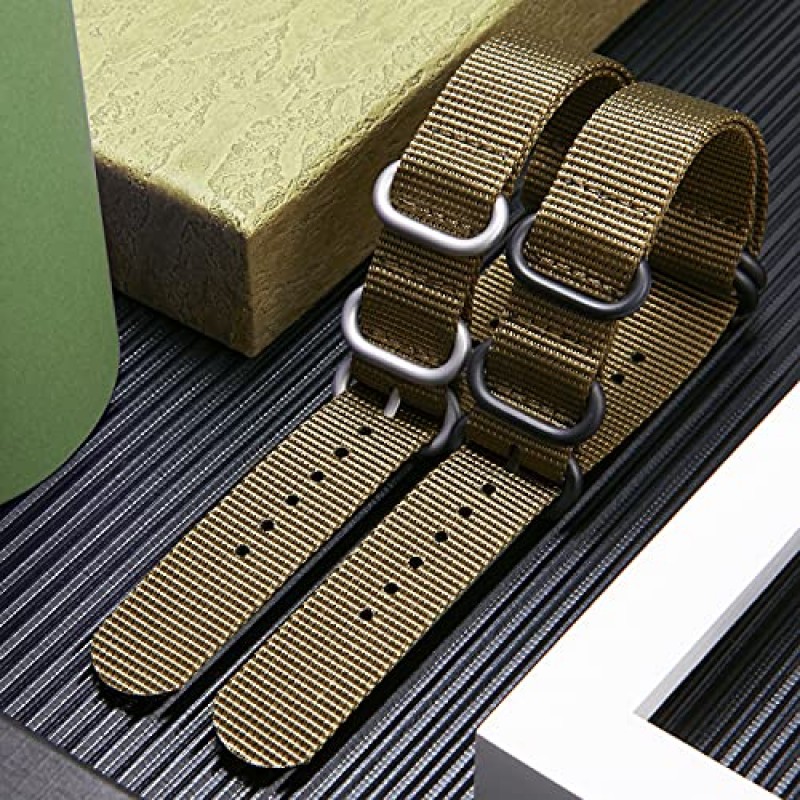 BINLUN 나일론 시계 스트랩 남성 여성을위한 두꺼운 프리미엄 탄도 멀티 컬러 밴드 18mm 19mm 20mm 21mm 22mm 23mm 24mm 군용 헤비 듀티 5 링 실버/블랙 스테인레스 스틸 버클