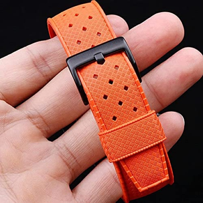 StrapSeeker Graham 천공 빈티지 랠리 고무 시계 밴드 20mm 22mm - 남성 및 여성용 시계 밴드 - 스포츠 및 다이브 시계에 적합한 교체용 방수 시계 스트랩 - 검정, 파랑, 녹색, 빨강, 주황색