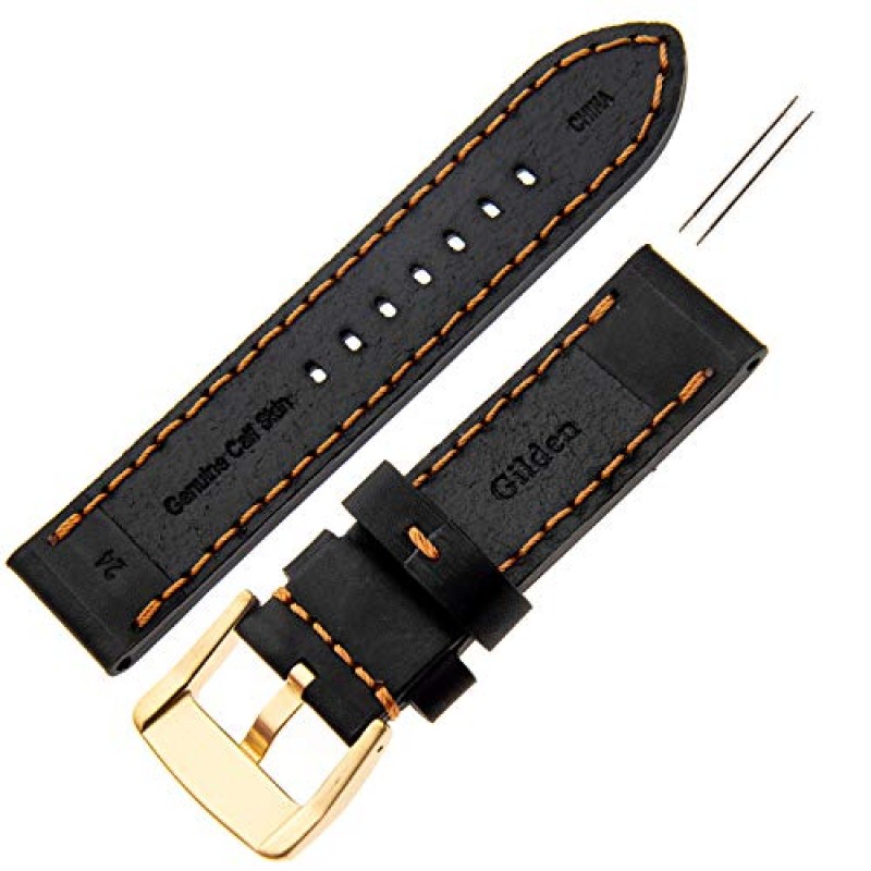 Gilden 18-28mm 남성용 두껍고 무거운 스포츠 송아지 가죽 시계 스트랩 TS62