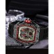 PINTIME Mens Bling 펑크 크로노 그래프 시계 Iced Out 다이아몬드 디자이너 시계 독특한 패션 스타일 석영 스포츠 손목 시계 실리콘 가죽 밴드