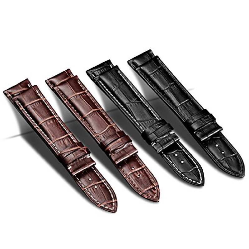 EHHE ZPF 송아지 가죽 교체용 가죽 시계 밴드(남성용 Wtach 밴드 및 여성용 시계 Starp 18mm-24mm용 배포 버클 포함)