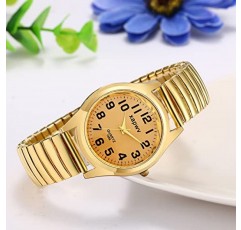 JewelryWe 남성용 빅 다이얼이지 리더 쿼츠 시계, 골드/실버 톤 탄성 밴드 손목시계, 크리스마스용