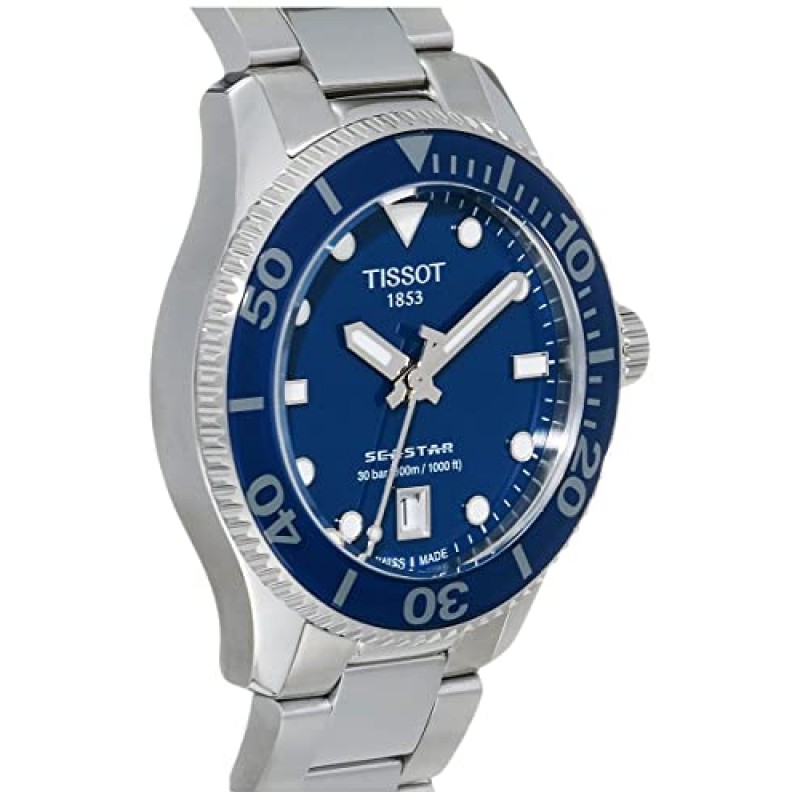 티쏘 남녀공용 Seastar 1000 36mm 316L 스테인레스 스틸 케이스 쿼츠 시계, Grey, 스테인레스 스틸, 18 (T1202101104100)