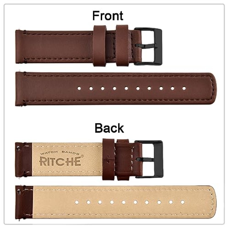 Ritche 퀵 릴리스 가죽 시계 밴드 가죽 시계 스트랩 18mm 19mm 20mm 21mm 22mm 23mm 또는 24mm 남성용 및 여성용