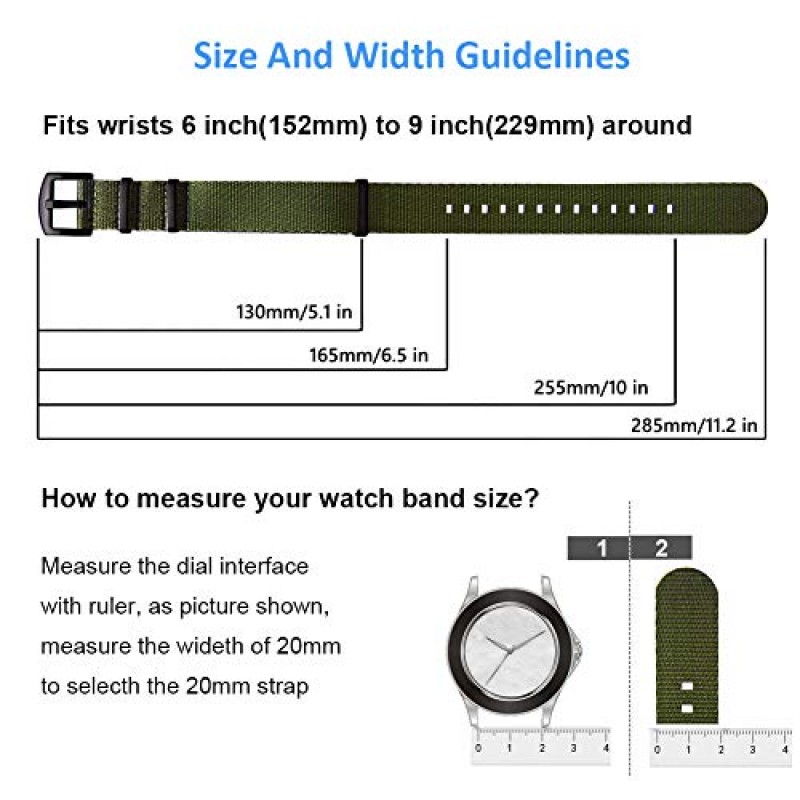 Ritche 군용 탄도 나일론 시계 스트랩, 무거운 버클 18mm 20mm 22mm 프리미엄 나일론 시계 밴드 남성 여성용