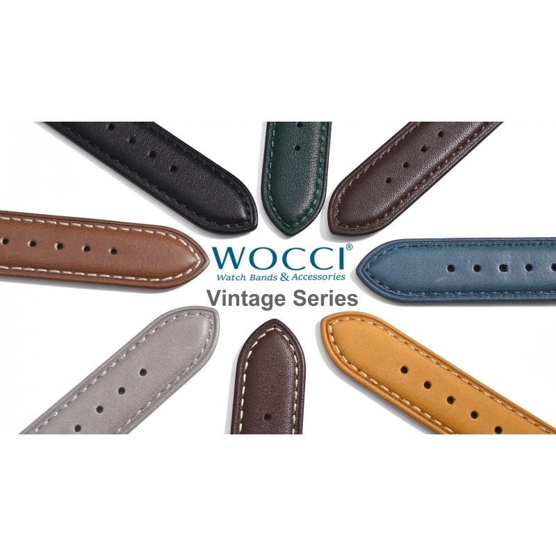 WOCCI 가죽 시계 밴드, 빈티지 교체 스트랩, 스테인레스 스틸 버클, 폭 14mm 16mm 18mm 19mm 20mm 21mm 22mm 23mm 24mm 선택
