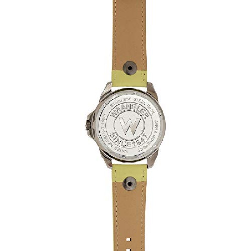 랭글러 남성용 시계, 웨스턴 컬렉션, 46mm 실버 케이스 및 버클 버클 PU 스트랩
