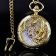 Alwesam 남성용 기계식 드래곤 디자인 핸드 윈드 포켓 시계 로마 숫자 Steampunk with Chain Box
