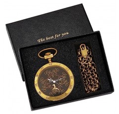 Tiong 빈티지 골드 로마 숫자 다이얼 Steampunk 기계식 주머니 시계 남자 FOB 체인 중공 해골 Steampunk 시계 시계