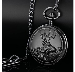 남자 기계식 클래식 디자인 손 바람 회중 시계 로마 숫자 Steampunk 체인 상자 ​​포함