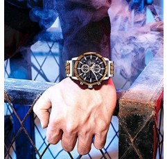 WASTIME 남성 여성을 위한 나무 시계, 세련된 크로노그래프 밀리터리 캐주얼 달력 나무 시계