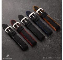 Strapseeker Luca 나일론 및 실리콘 고무 시계 스트랩 남성 및 여성을 위한 성능 하이브리드 캔버스 시계 밴드 - 품질 방수 교체 시계 밴드 - 대부분의 시계와 호환 -20mm, 22mm, 24mm