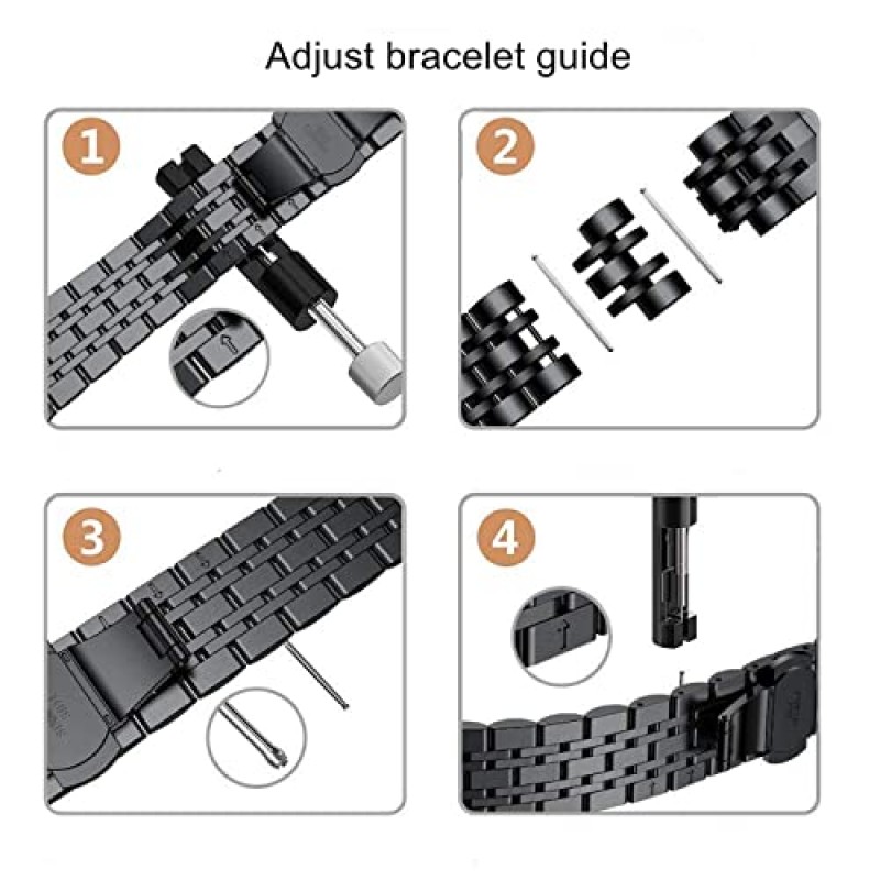 UPZOBU 20mm 22mm 시계 밴드 스테인레스 스틸 퀵 릴리스 시계 팔찌 남성용