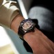 SURVAN WatchDesigner 남성용 시계 일본 쿼트 남성용 손목 시계 빛나는 해골 해골 블랙 가죽 스트랩 남성용 시계 방수