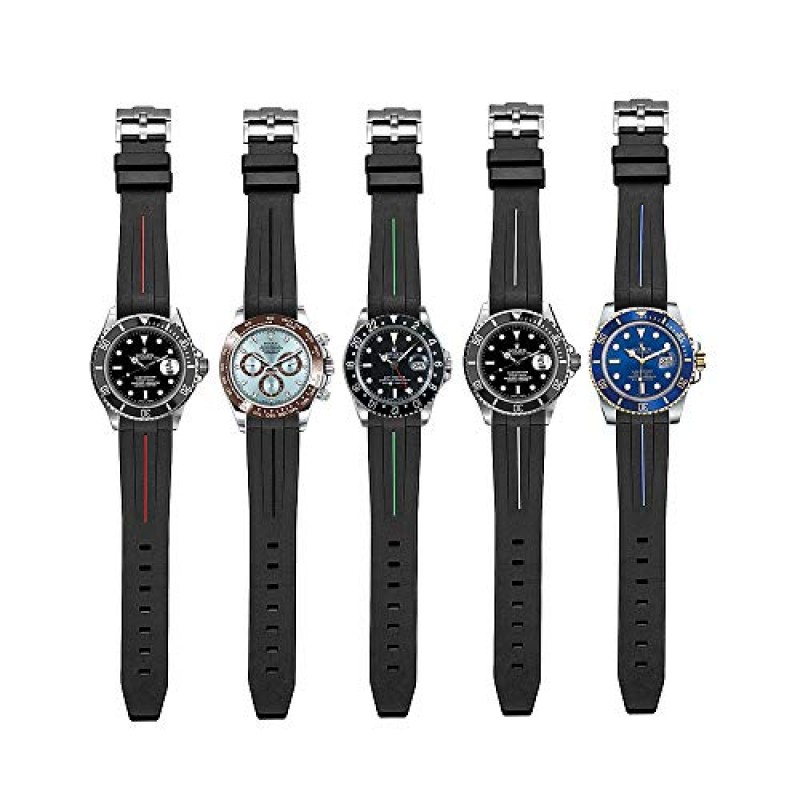 롤렉스 GMT Yatch Master 16622 시계에 맞는 탱 버클이 있는 20mm/21mm 고무 시계 밴드 스트랩