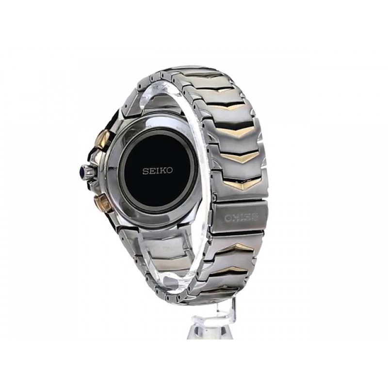 남성용 SEIKO 시계 - Coutura 컬렉션 - 태양열 구동, 라디오 싱크 듀얼 타임, 월드 타임 기능, 투톤 스테인리스 스틸 케이스 및 팔찌, 100m 방수