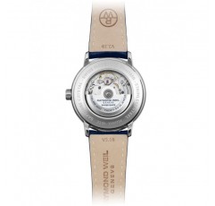 Raymond Weil Maestro 남성용 오토매틱 시계, 실버 다이얼 로마 숫자, 문 페이즈, 블루 가죽 스트랩 39.5mm (모델: 2239-STC-00659)