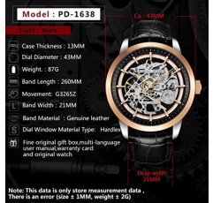 Pagani Design 자동식 남성용 시계 해골 기계식 손목 시계 남성용 방수 정품 가죽 시계 밴드 남성용 컬렉션을위한 고급 자동식 스테인레스 스틸 아날로그 시계