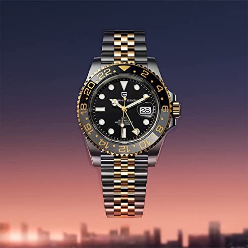 BY BENYAR 파가니 디자인 GMT 남성용 시계, 럭셔리 사파이어 글래스 기계식 시계, 남성용 40mm 스테인레스 스틸 방수 자동 시계 1662…