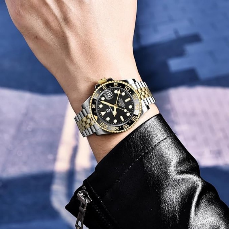 BY BENYAR 파가니 디자인 GMT 남성용 시계, 럭셔리 사파이어 글래스 기계식 시계, 남성용 40mm 스테인레스 스틸 방수 자동 시계 1662…