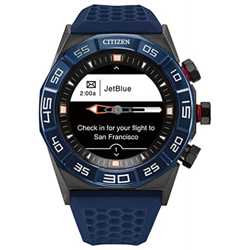 Citizen CZ Smart Gen 1 하이브리드 스마트워치 44mm, 지속적인 심박수 추적, 피트니스 활동, 골프 앱, 알림 및 메시지 표시, Bluetooth 연결, 15일 배터리 수명