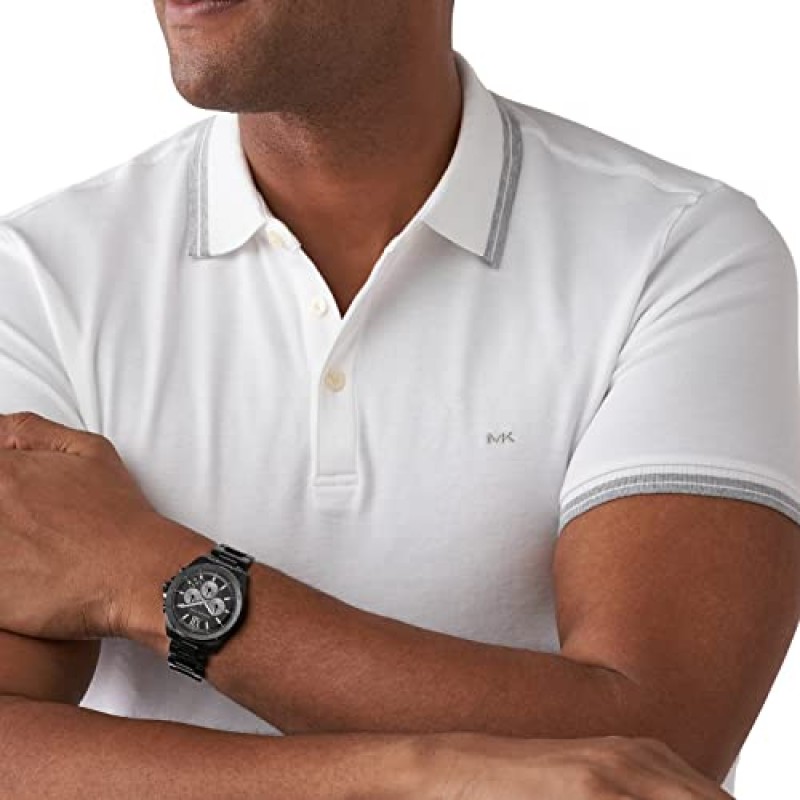 Michael Kors Brecken 남성용 시계, 스틸, 가죽 또는 실리콘 밴드가 있는 남성용 스테인리스 스틸 크로노그래프 시계