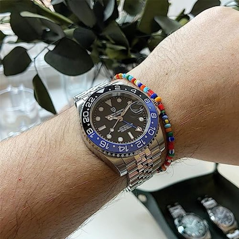 파가니 디자인 GMT 자동 시계 남자 패션 비즈니스 40MM 아날로그 날짜 100M 방수 기계식 손목 시계 PD-1662