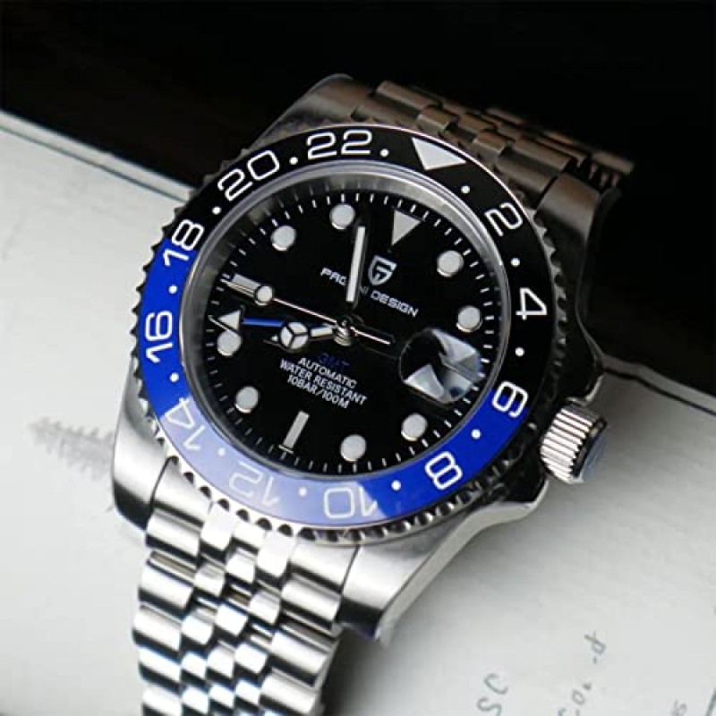 파가니 디자인 GMT 자동 시계 남자 패션 비즈니스 40MM 아날로그 날짜 100M 방수 기계식 손목 시계 PD-1662