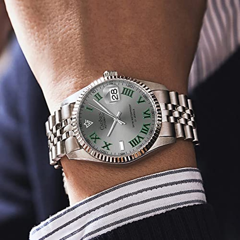 CADISEN 38MM 남성용 자동 기계식 시계 럭셔리 AR 사파이어 방수 스테인레스 스틸 MIYOTA 8215 Reloj Hombre