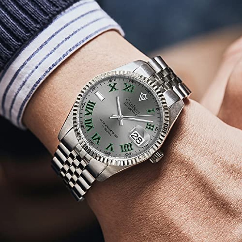 CADISEN 38MM 남성용 자동 기계식 시계 럭셔리 AR 사파이어 방수 스테인레스 스틸 MIYOTA 8215 Reloj Hombre