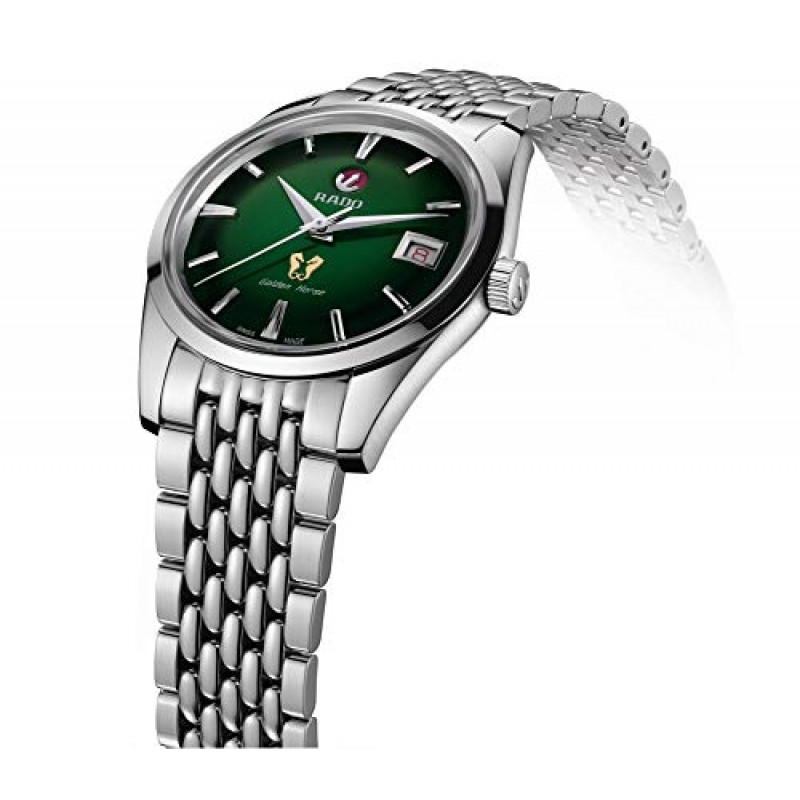 Rado Golden Horse 스위스 오토매틱 시계, 스테인리스 스틸 스트랩, 실버, 21(모델: R33930313), 그린