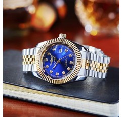 ROAD WARRIOR 남성용 시계 Reloj para Hombre 금 시계 럭셔리 아날로그 석영, 달력 표시 스테인레스 스틸 밴드 Datejust 요일 날짜가 포함된 사파이어 크리스탈.