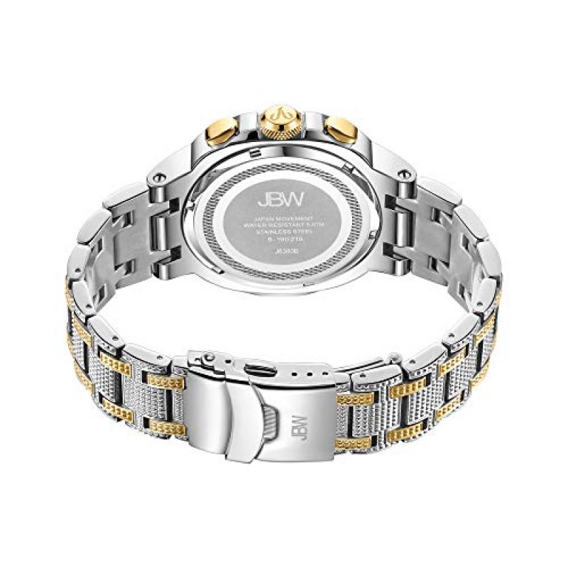 JBW 럭셔리 남성용 하이스트 J6380 0.20 ctw 20 다이아몬드 손목시계, 스테인리스 스틸 팔찌, 47.5mm