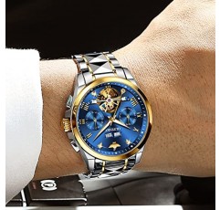 OUPINKE 남성용 시계 자동 44mm 빅 다이얼 텅스텐 스틸 스트랩 날짜 방수 럭셔리 사파이어 크리스탈
