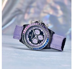 Pagani Design 럭셔리 남성용 자동 기계식 시계 40mm 합성 사파이어 레인보우 베젤 크리스탈 다이아몬드 가죽 나일론 스트랩 방수 스포츠 손목 시계
