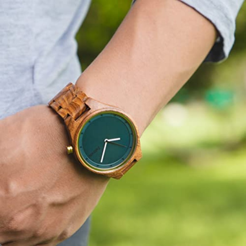 남성용 Zeitholz 목재 시계, 나무 시계, 선물, 아날로그 시계, Stolpen 컬렉션 42mm, 일본 석영 무브먼트를 사용한 100% 천연.