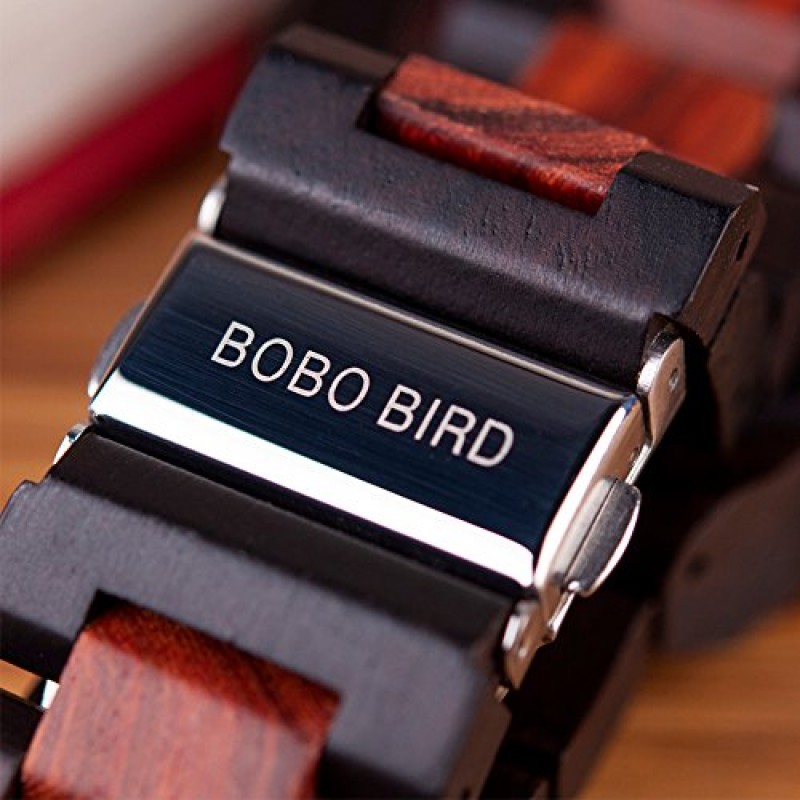 BOBO BIRD 남성용 나무 시계 고급 기계식 시계 선물 상자가있는 남성용 경량 목재 밴드 시계