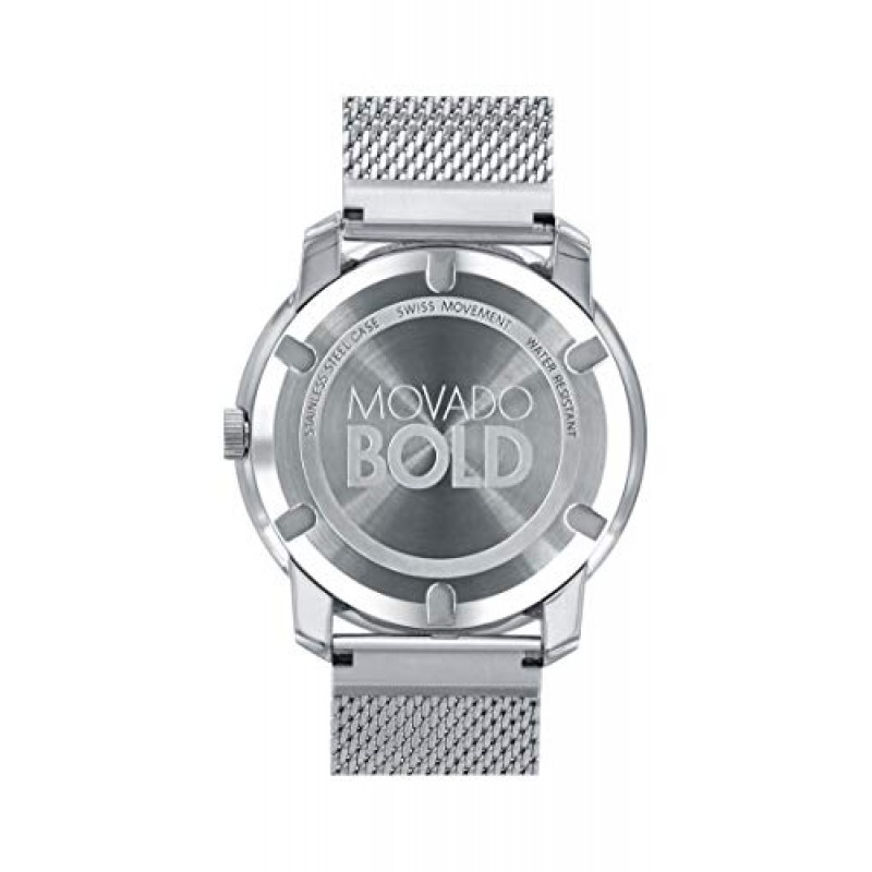 Movado 남성용 대담한 얇은 스테인리스 스틸 시계(프린티드 인덱스 다이얼 포함), 실버(모델 3600260)