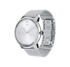 Movado 남성용 대담한 얇은 스테인리스 스틸 시계(프린티드 인덱스 다이얼 포함), 실버(모델 3600260)