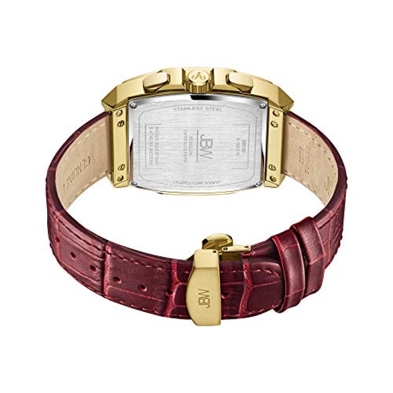 JBW 럭셔리 남성용 Echelon J6379 0.28 ctw 28 다이아몬드 손목시계, 정품 악어 가죽 팔찌, 41mm