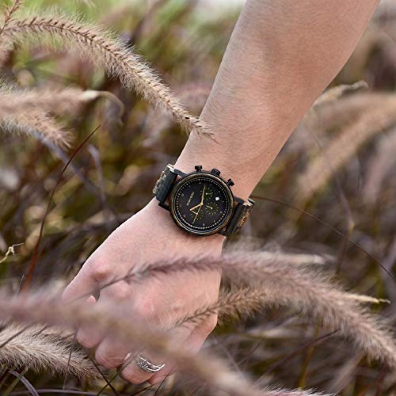 BOBO BIRD Mens 클래식 나무 시계 럭셔리 석영 손목 시계 비즈니스 스테인레스 스틸 크로노 그래프 시계 날짜 표시