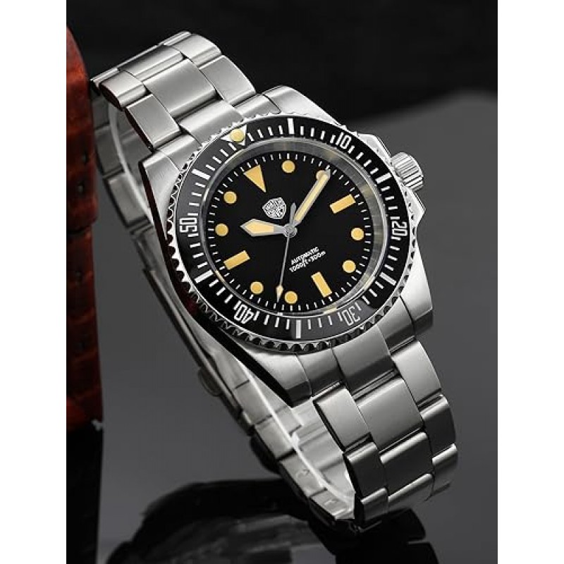 Watchdives 남성용 자동 다이버 시계, NH35 무브먼트 WD1680 손목 시계 300M 사파이어 크리스탈 발광 시계