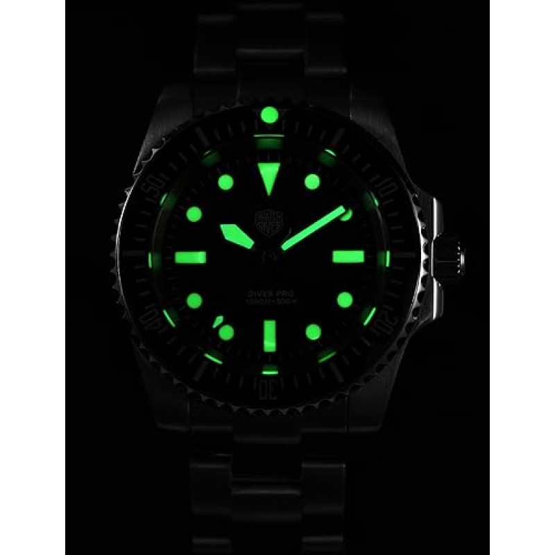 Watchdives 남성용 자동 다이버 시계, NH35 무브먼트 WD1680 손목 시계 300M 사파이어 크리스탈 발광 시계