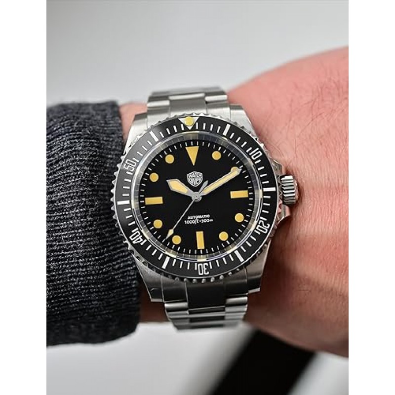 Watchdives 남성용 자동 다이버 시계, NH35 무브먼트 WD1680 손목 시계 300M 사파이어 크리스탈 발광 시계
