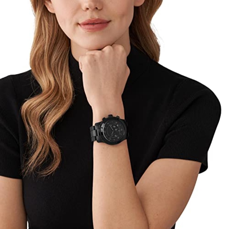 Michael Kors 런웨이 남성용 시계, 스틸 또는 실리콘 밴드가 있는 남성용 스테인리스 스틸 크로노그래프 시계